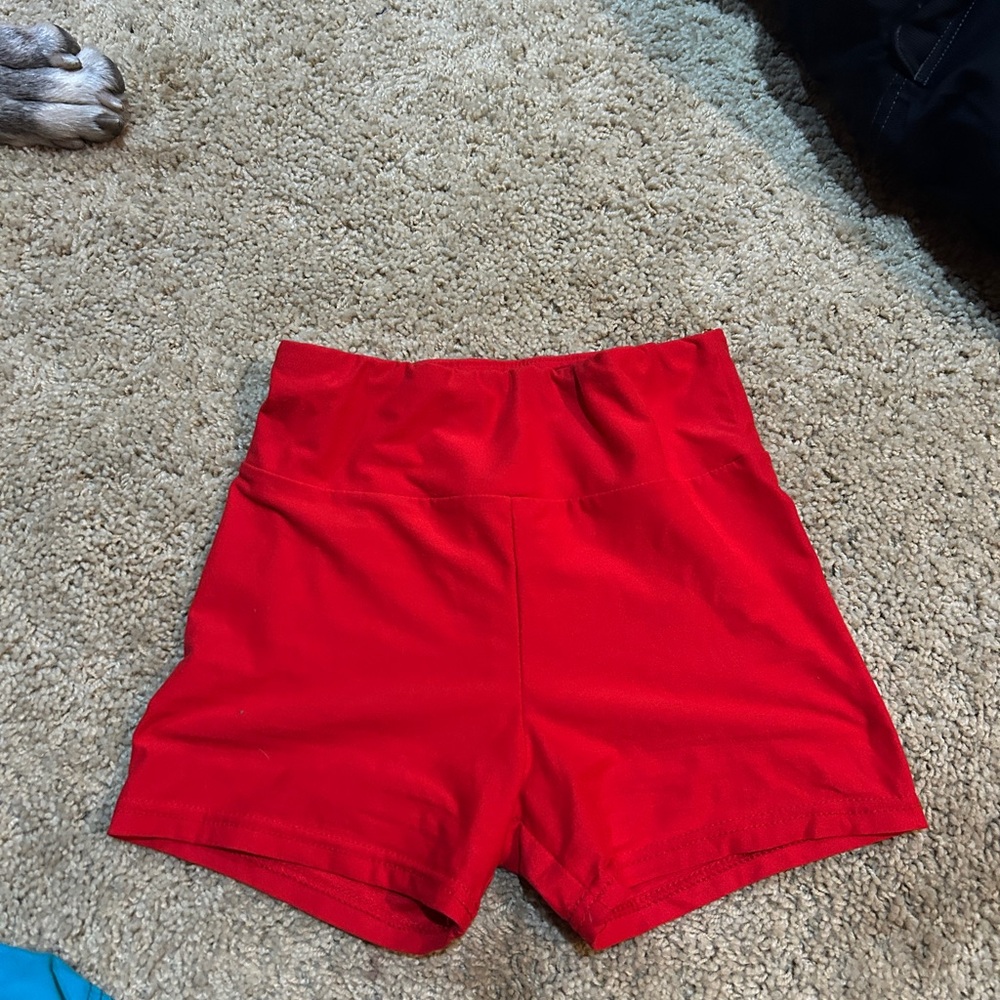 High Waist Red Athletic Shorts